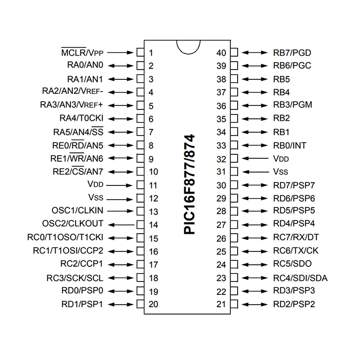 Pic16f873 схема подключения